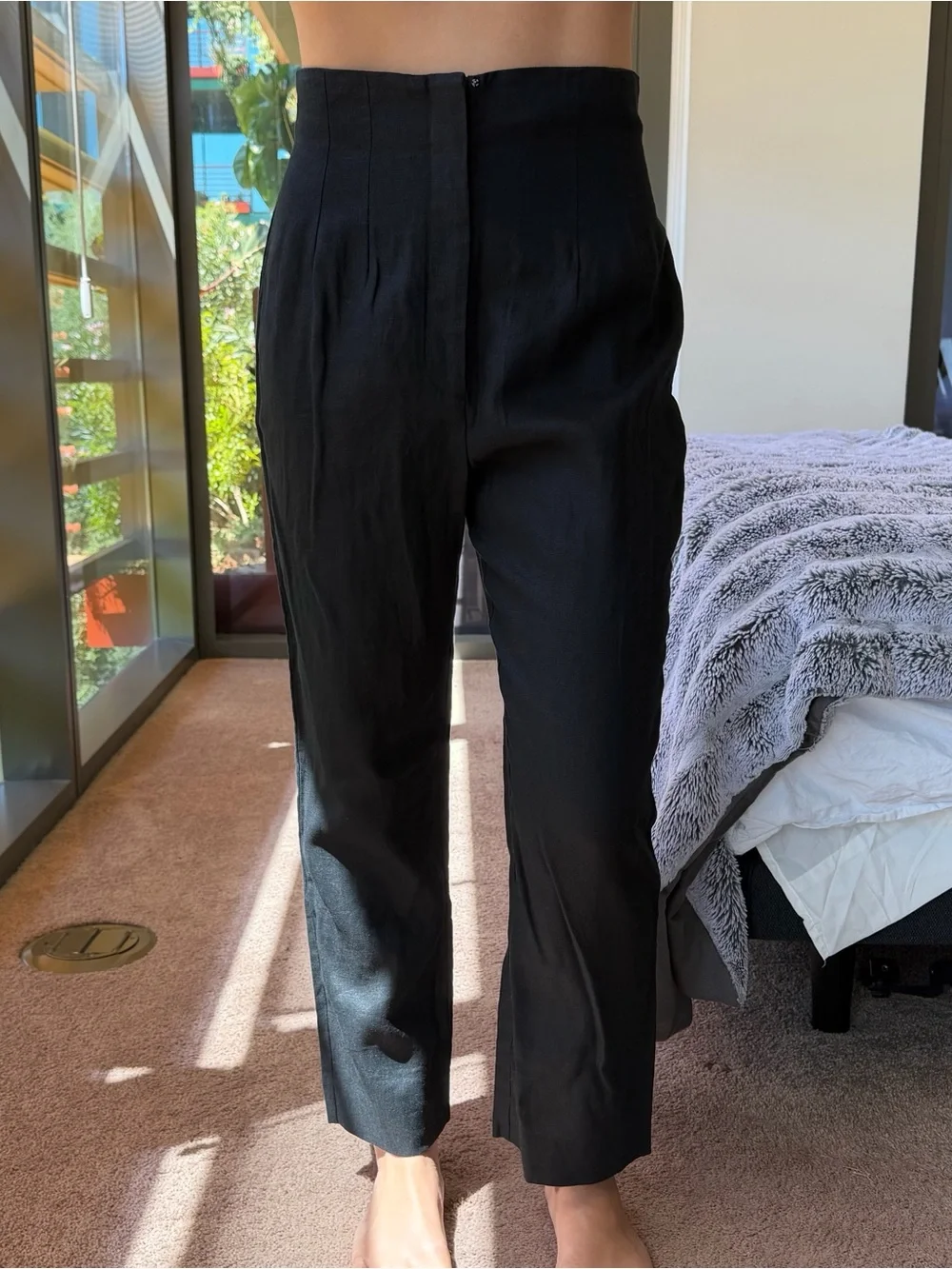 Reformation High Rise Black 100% Linen Pants